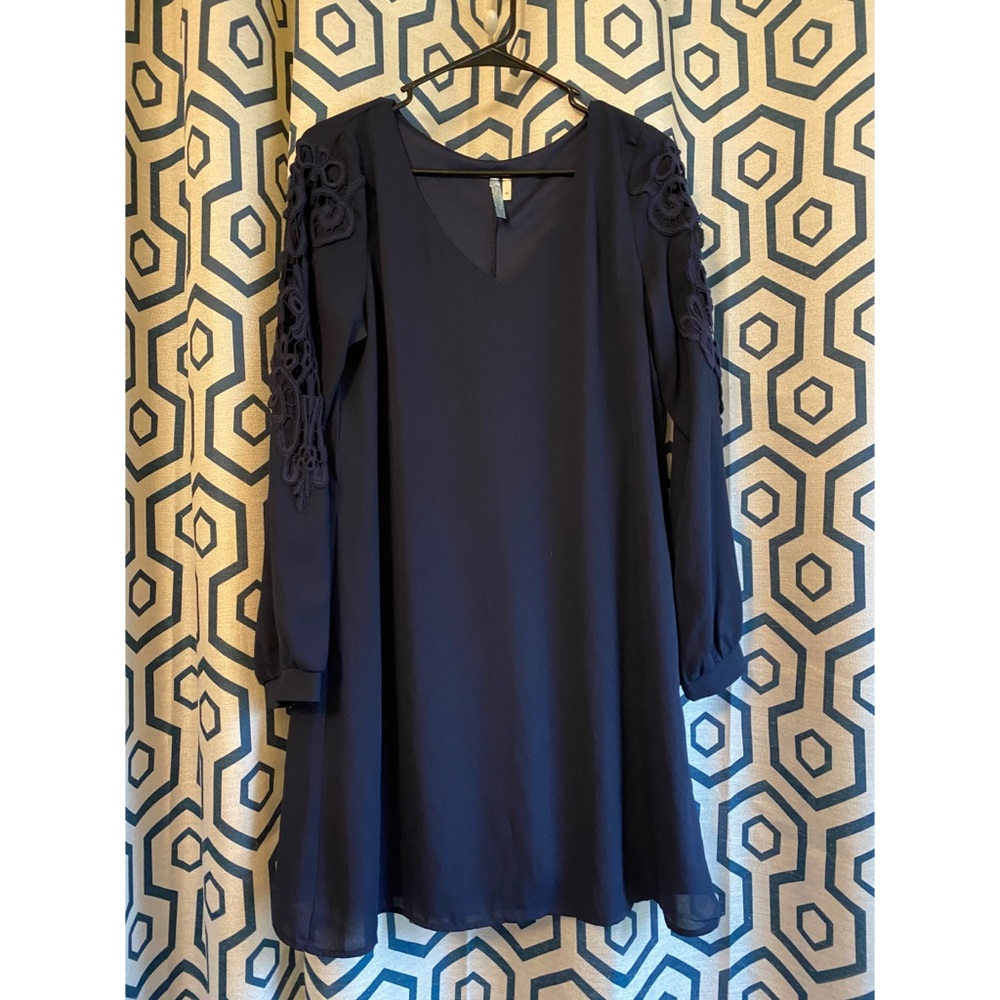 Francesca’s Navy Long Sleeve Shift Dress